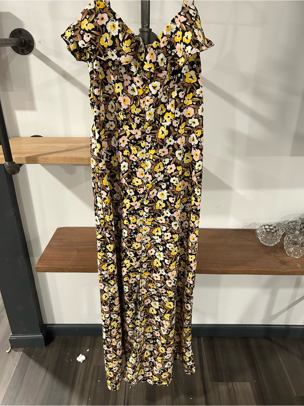 Lily Rose Black Floral Maxi Dress with Yellow and Pink Flowers